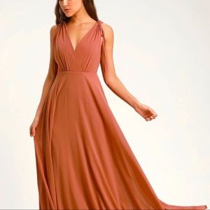 Dance the Night Away Rusty Rose Backless Maxi Dress